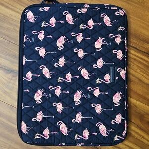 Vera Bradley Flamingo Fiesta Quilted Laptop Sleeve 14” Padded Tablet Case Navy